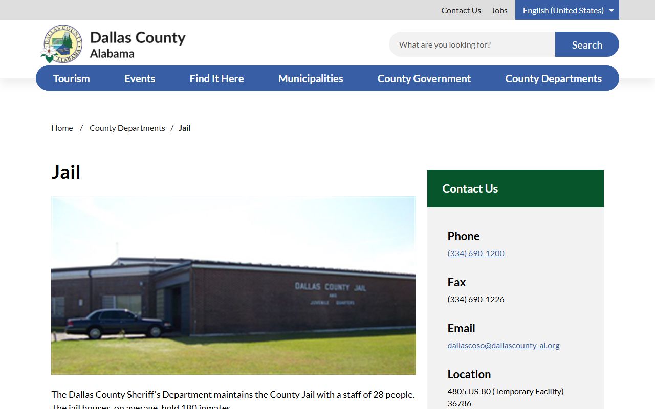 Dallas County Jail inmate population official jail page